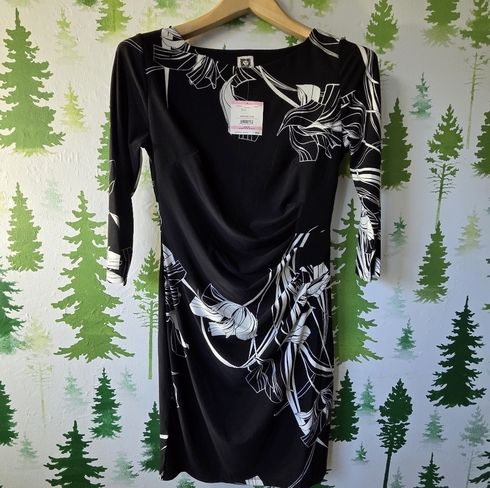 Anne Klein Black and White Floral Dress